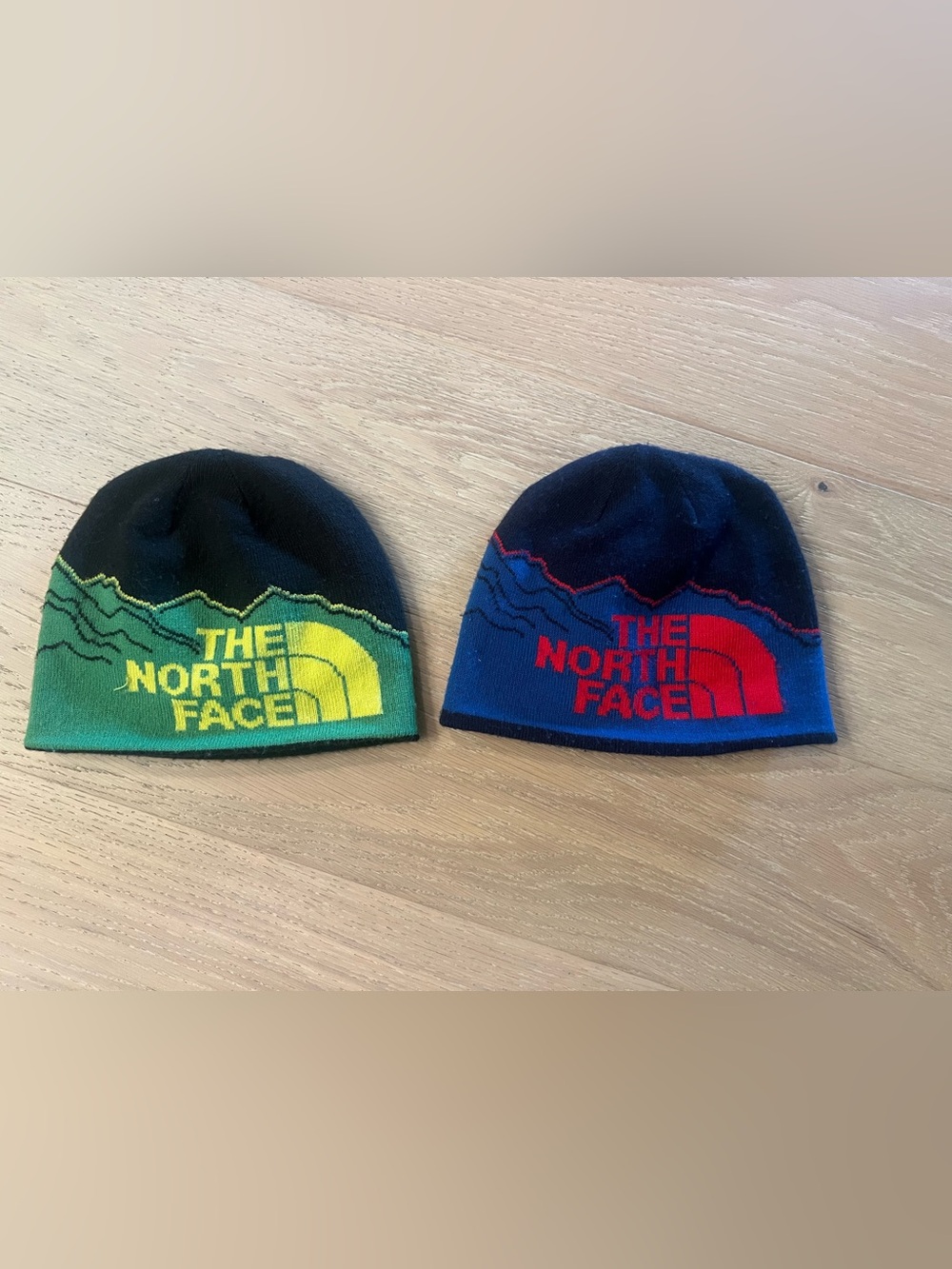 The North Face Kids Beanies Duo - Navy/Blue/Red & Black/Green/Yellow